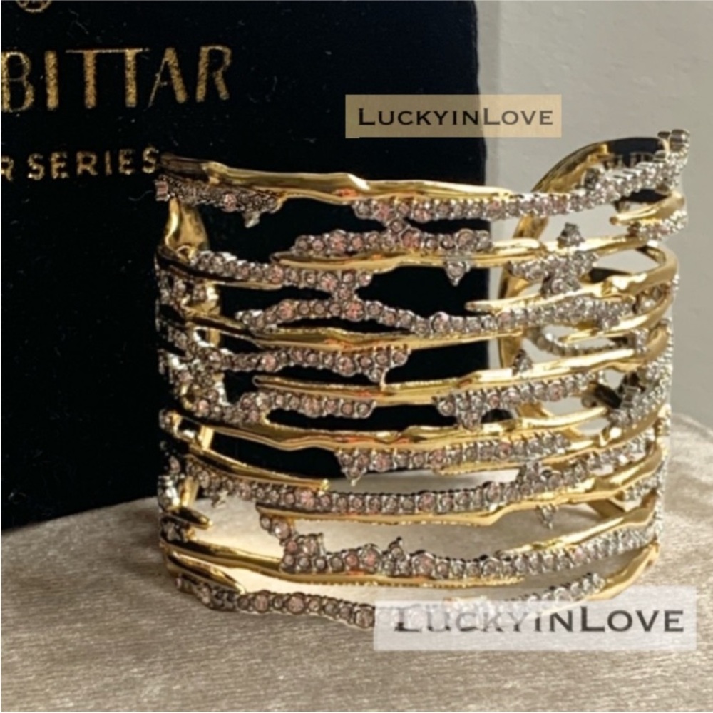 ALEXIS BITTAR • Brut Crystal Spiked Solanales Orbiting Wide Cuff Bracelet